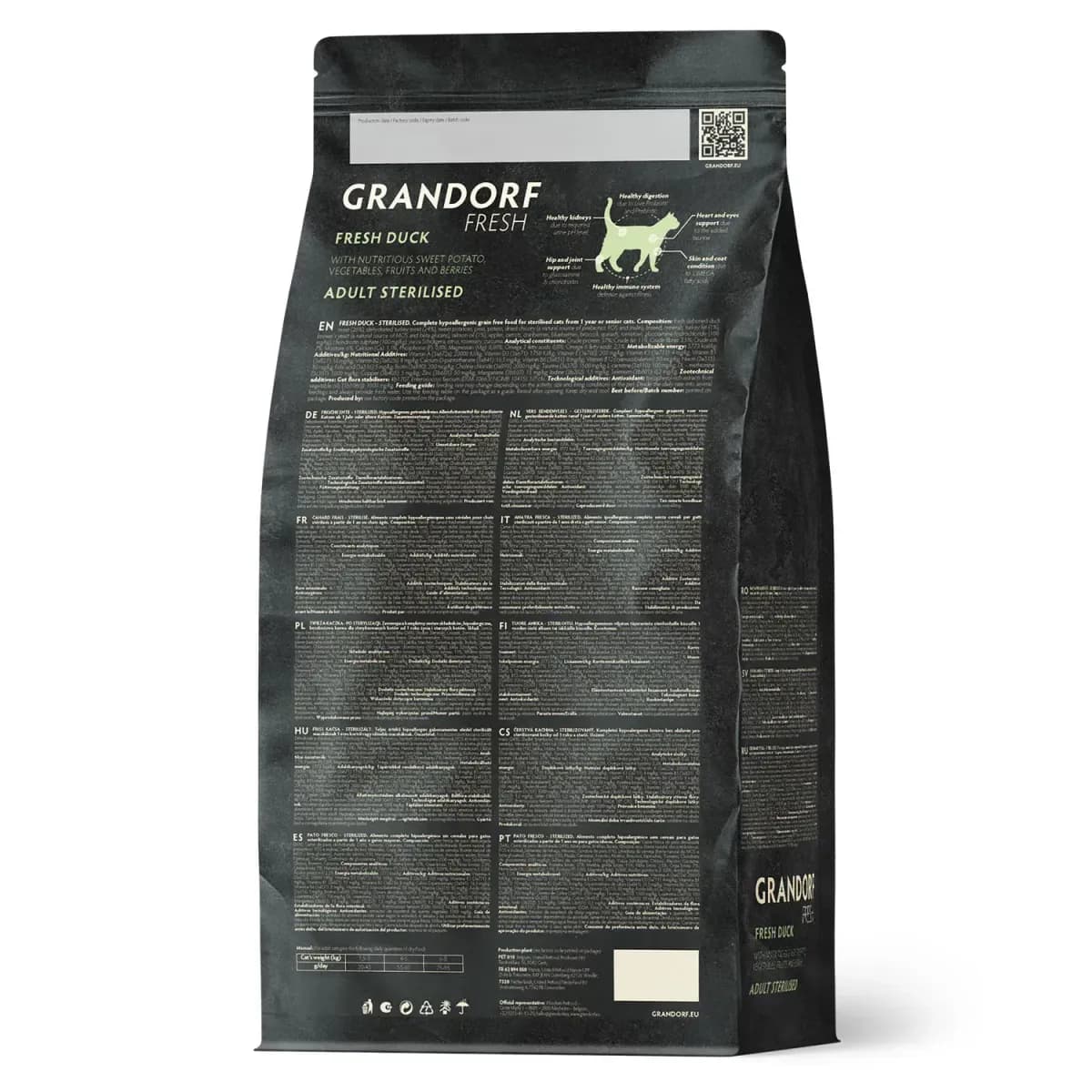 Grandorf Сухой беззерновой корм для стерилизованных кошек Grandorf FRESH DUCK & SWEET POTATO ADULT CAT STERILISED утка с бататом, 400 г