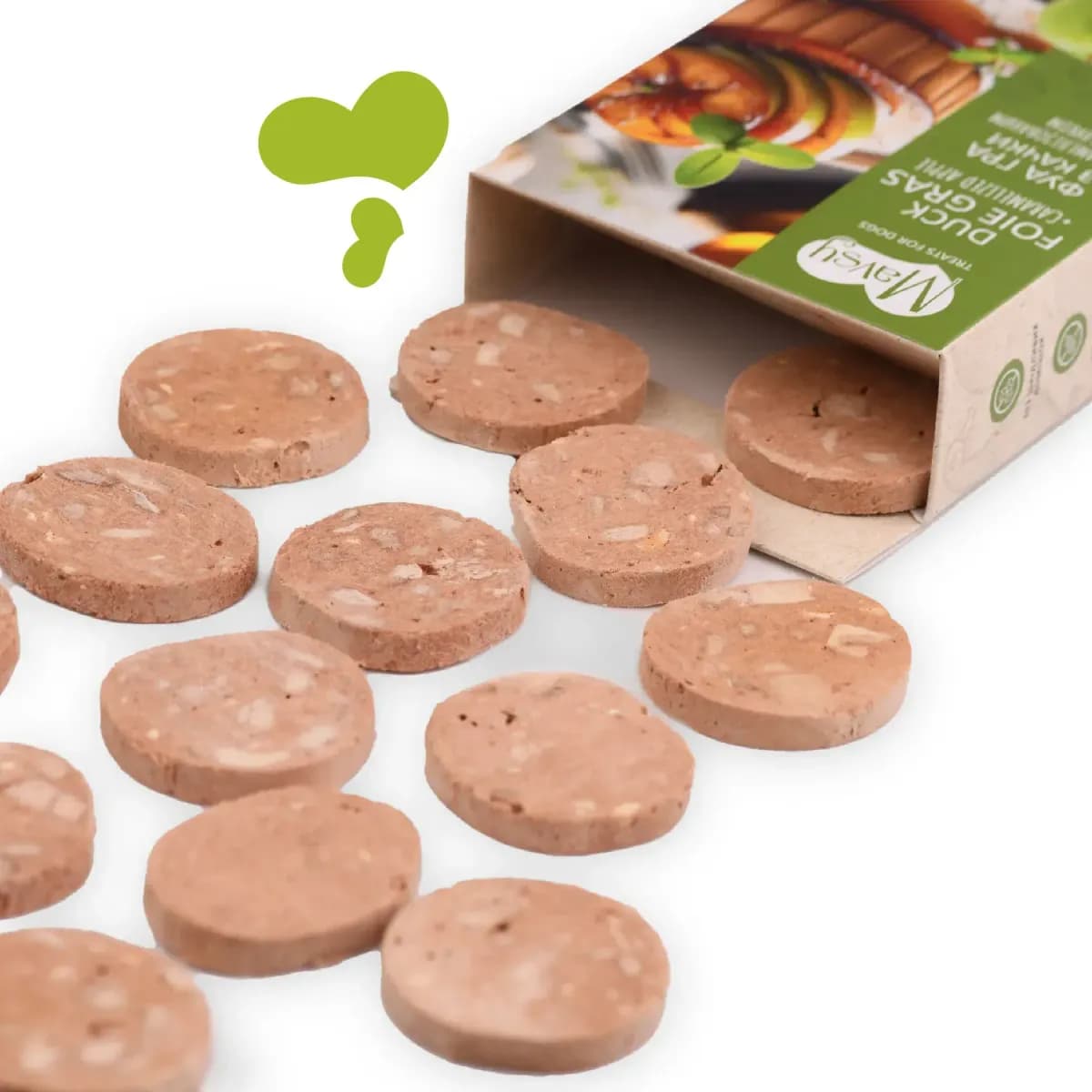 Ласощі для собак від 3-х місяців Mavsy Freeze dried DUCK FOIE GRAS WITH CARAMELIZED APPLE фуа-гра з качки з карамелізованим яблуком, 50 г