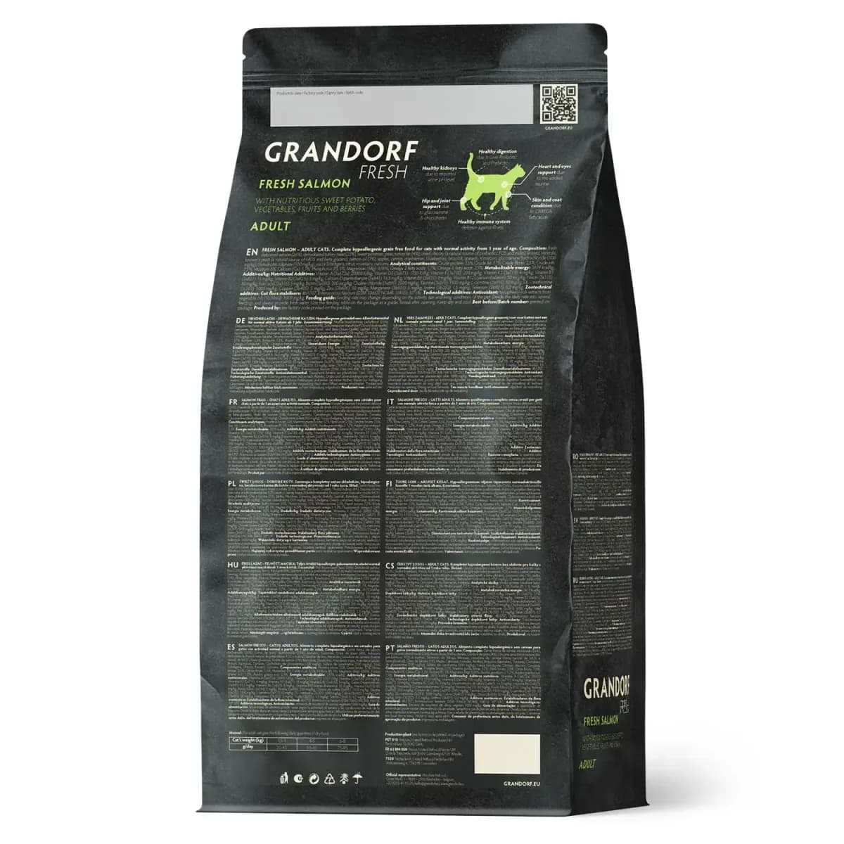 Grandorf Сухой беззерновой корм для взрослых кошек Grandorf FRESH SALMON & SWEET POTATO ADULT CAT лосось с бататом, 400 г