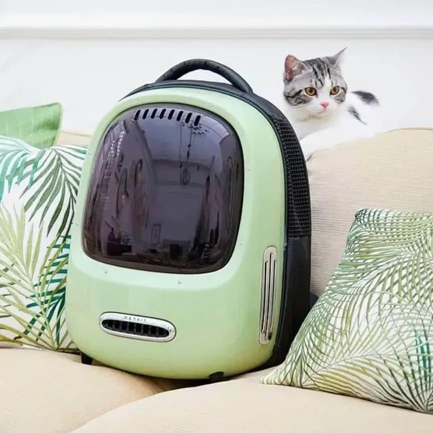 Рюкзак-переноска для кошек и собак весом до 8 кг. Petkit Breezy2 Smart Cat Carrier Green