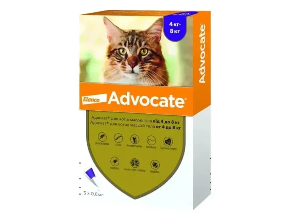 Elanco Bayer Advocate - Капли от паразитов для кошек, 1 пипетка