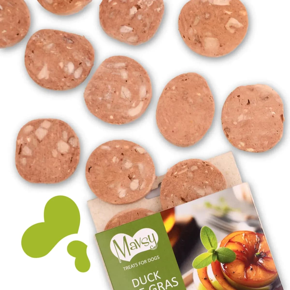 Ласощі для собак від 3-х місяців Mavsy Freeze dried DUCK FOIE GRAS WITH CARAMELIZED APPLE фуа-гра з качки з карамелізованим яблуком, 50 г